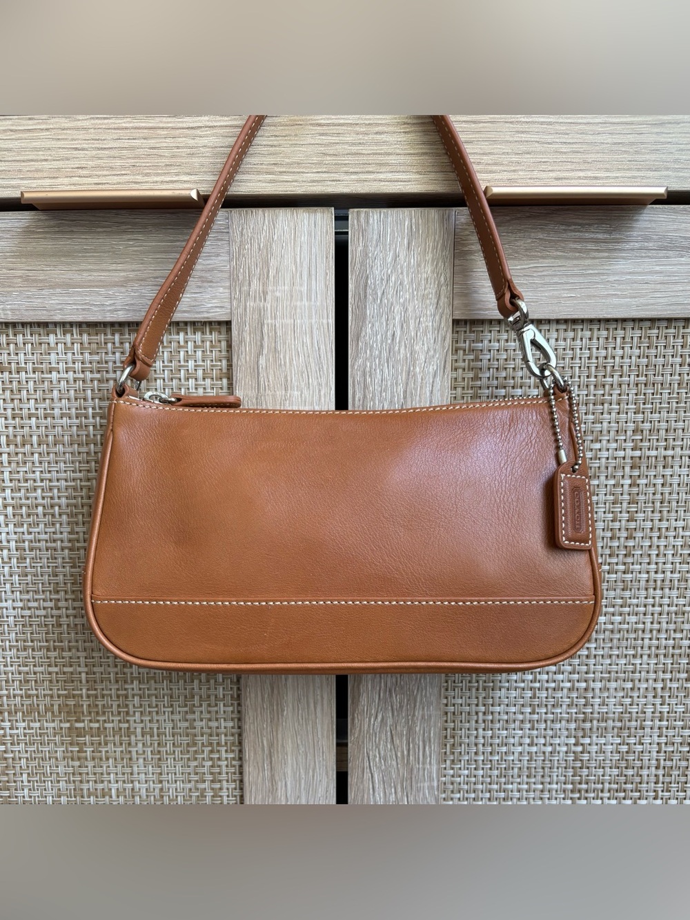 COACH Vintage Hampton Demi Tan Leather Mini Shoulder Bag Handbag Clutch Y2K 7785
